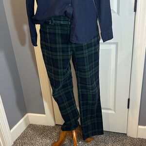 Charter Club womens Dark Green Plaid corduroy Pants, 8 petite